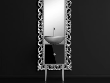 MONNALISA PRESTIGE VENICE BLACK/SILVER - Single wooden vanity unit with mirror by Glass Design - view 2